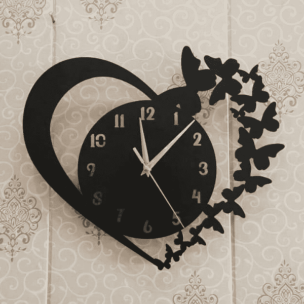 Heart with Butterflies Clock