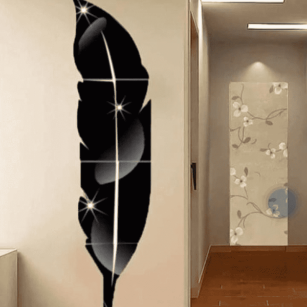 Black acrylic leaf mirror