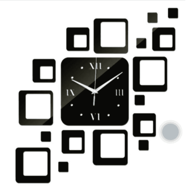 Modern black wooden wall clock