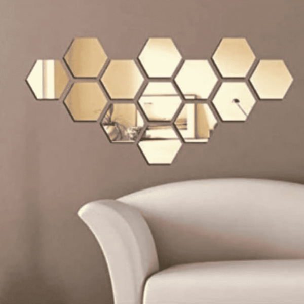 Acrylic hexagon wall decor ( Golden )